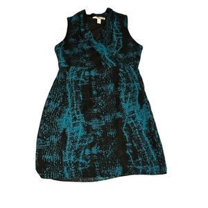 Forever 21 Contemporary sleeveless abstract print chiffon dress in black & blue